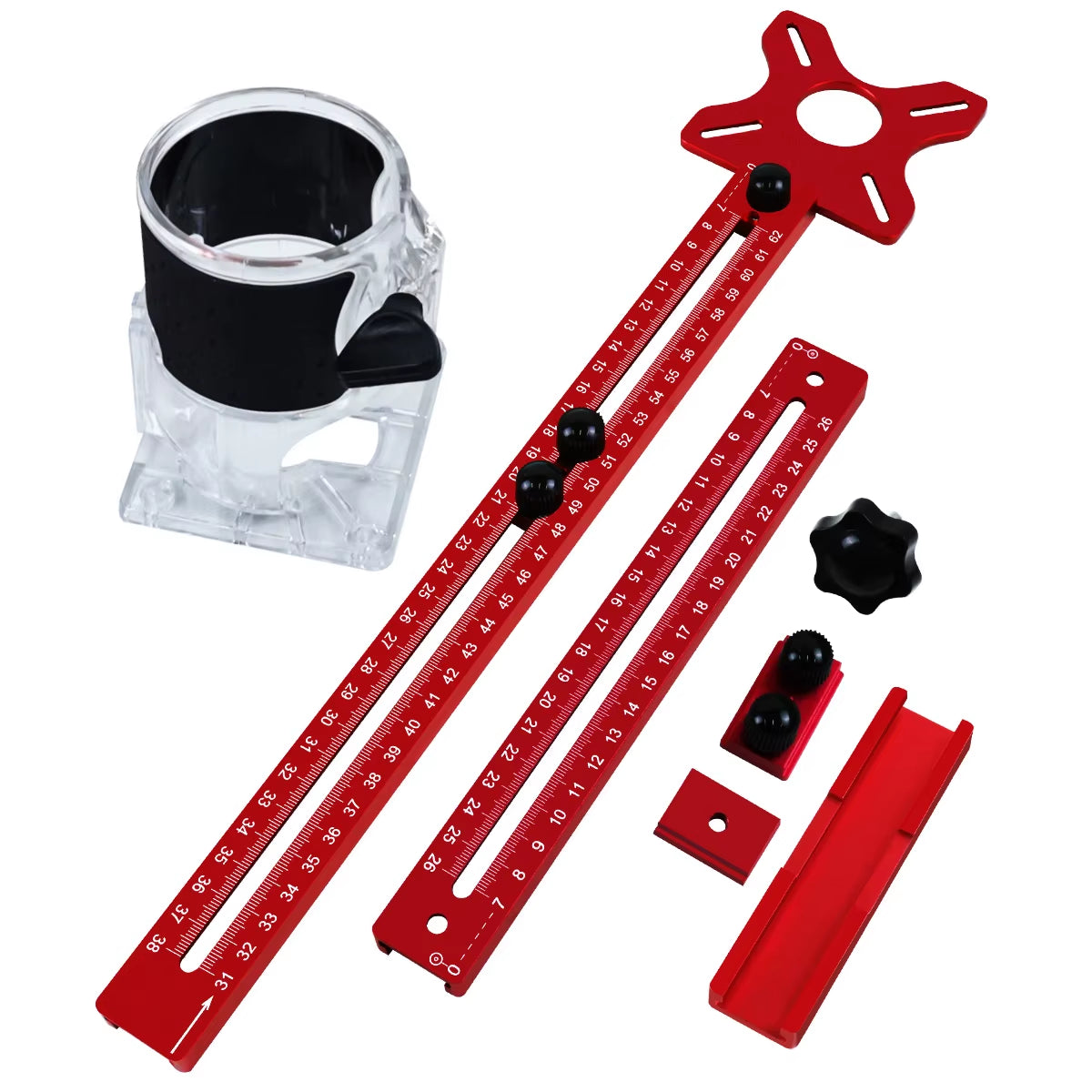 3 in 1 Aluminum Alloy Router Circle Cutting Jig Adjustable Multifunctional Cabinet Hardware Jig and Router Guide for Woodworking