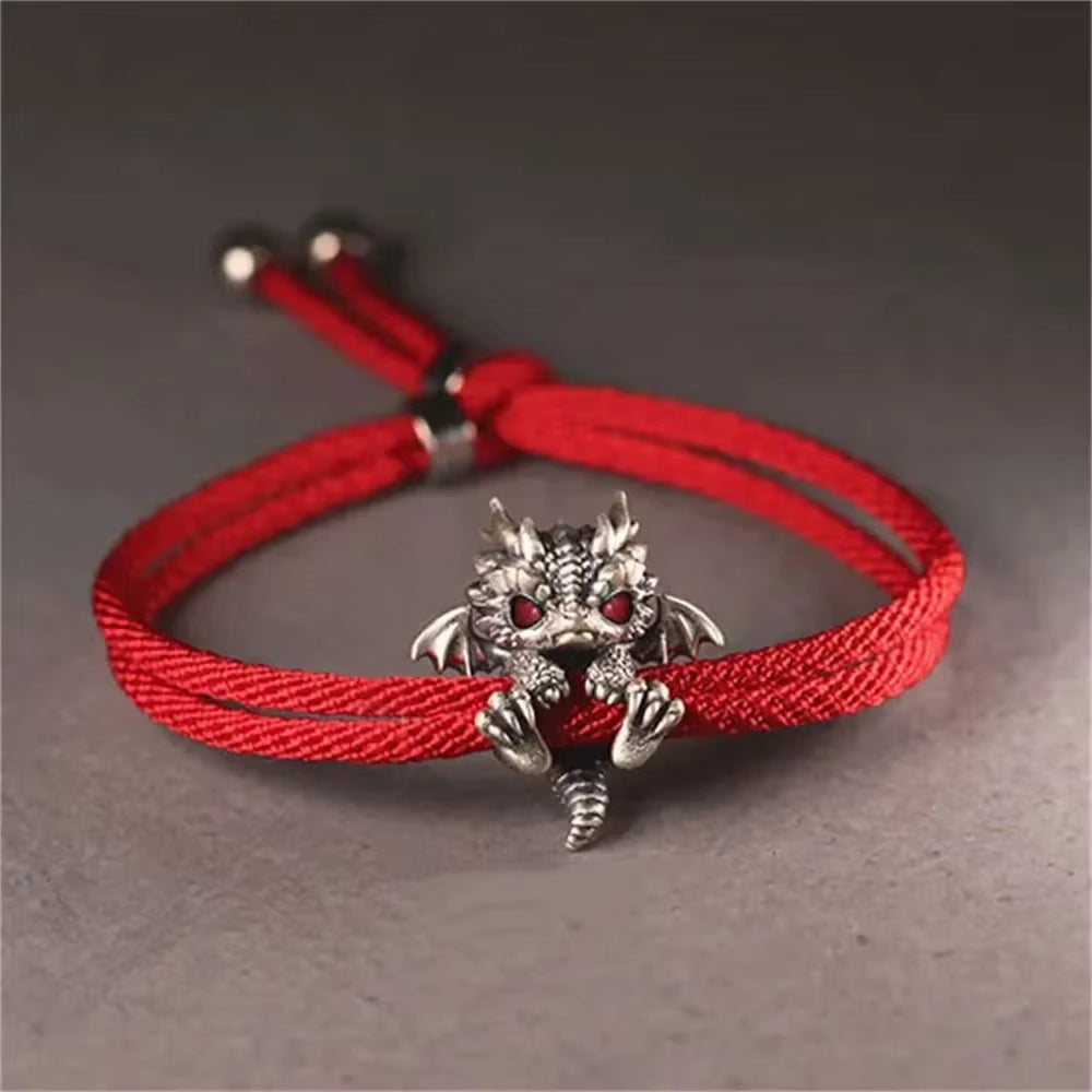 Vintage Red Rope Pullable Adjust Bracelet Bangle Year Good Lucky Gift Handwoven Bracelet for Men Women Jewelry Accessories
