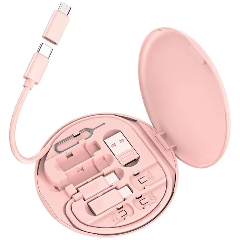 Multifunctional USB Data Cable Set Storage Box with Multi USB Charging Adapter Cable Kit Usb to Type C Usb Adapter