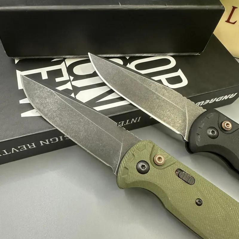 4300BK-02 CLA Utility Button Lock Folding Knife D2Battlewash Blade G10 Handle Multifunctional Cutlery Tool Foroutdoor Fishing Camping EDC