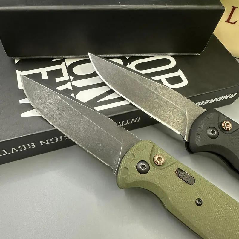 4300BK-02 CLA Utility Button Lock Folding Knife D2Battlewash Blade G10 Handle Multifunctional Cutlery Tool Foroutdoor Fishing Camping EDC