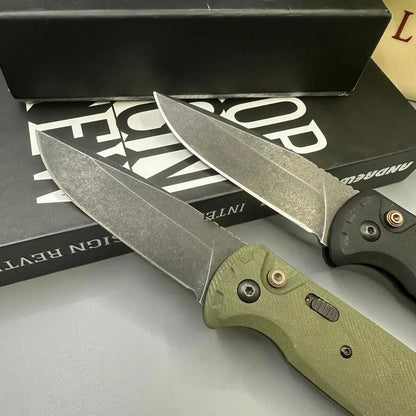 4300BK-02 CLA Utility Button Lock Folding Knife D2Battlewash Blade G10 Handle Multifunctional Cutlery Tool Foroutdoor Fishing Camping EDC