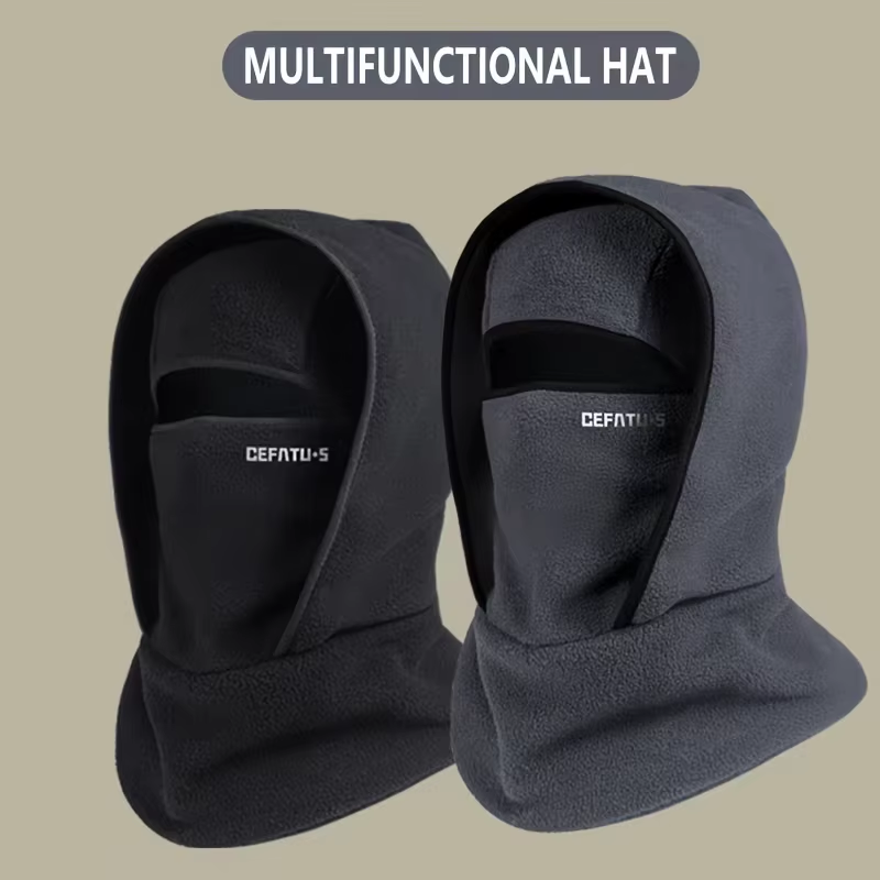 Outdoor Autumn and Winter Season Warm One-Piece Hat, Two-Layer Hat Design, Balaclava Hat, Can Be Used with Helmets, Unisex