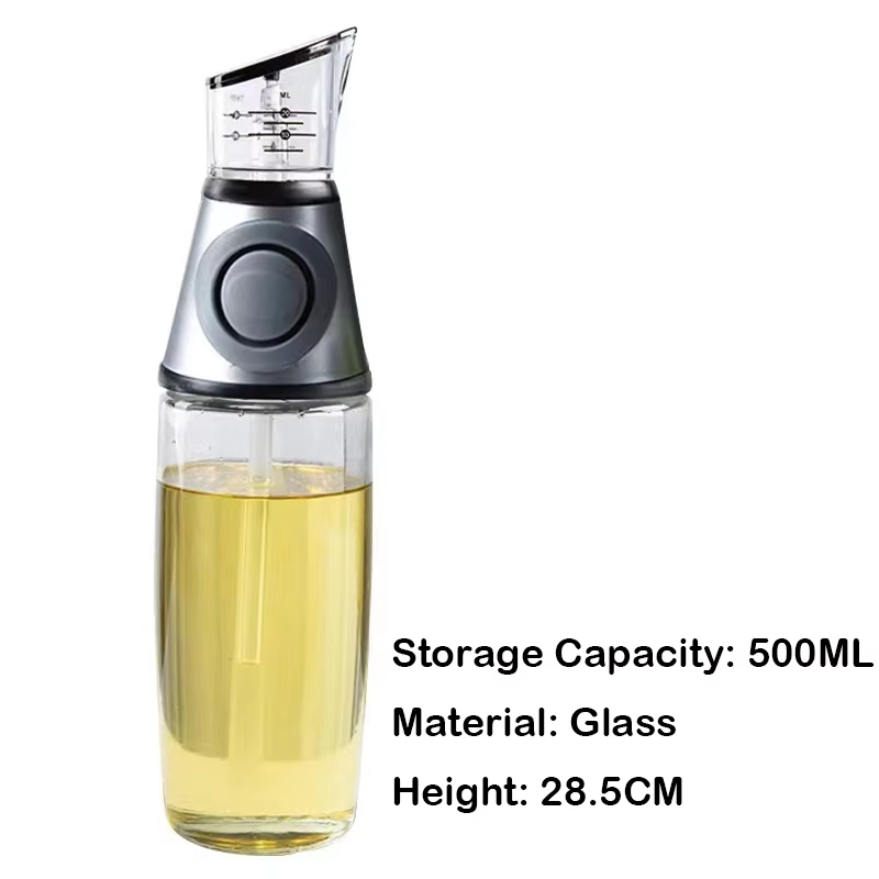 1/2Pcs Oil Sprayer Superior Clear Glass Oil Vinegar Jug Dispenser Oil Meter Kitchen Large Opening Filling Cleaning 250/500 ML