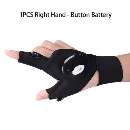LED Flashlight Fishing Strap Fingerless Gloves Waterproof Cycling Camping Hiking Rescue Glove Lamp Lighting Gloves
