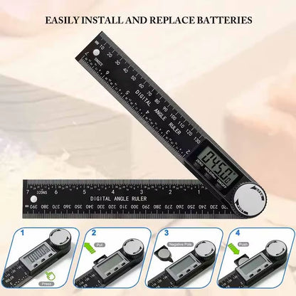 2 in 1 Angle Finder Tool for Woodworking Measurement 8 "/200 Mm, Plastic Angle Ruler with Digital Display, 360° Digital Protract