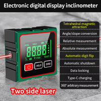 Mini Four Sides Magnetic Electronic Laser Digital Protractor Gauge Inclinometer Level Magnets Level Ruler Angle Slope 0-90°