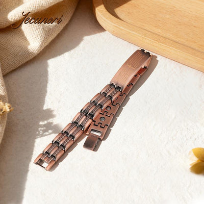 Jecanori Copper Cross Bracelet for Men - Ultra Strength Magnetic Mens Cross Jewelry Set - Adjustable Magnetic Bracelet with Sizing Tool Jewelry Box