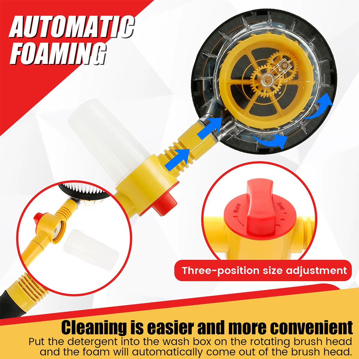Car Wash Brush Kit Handle Scratch Free Car Scrub Brush 360° Rotating Car Cleaning Brush for Cleaning Wheel Tire Glass Windows
