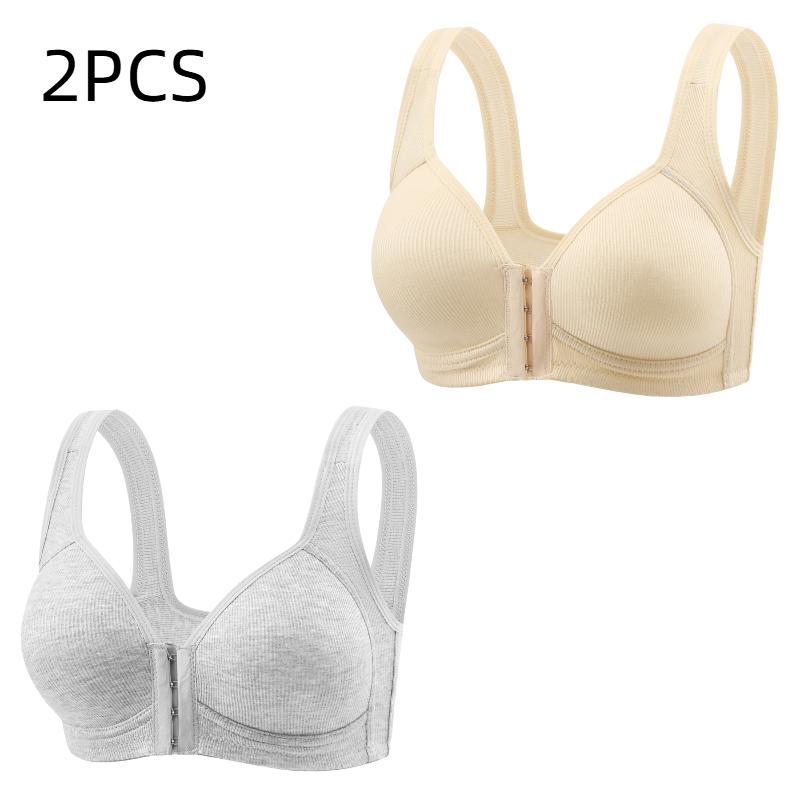 FZ 4/2PCS Esselegance Adjustable Front Closure Push-Up Bra Wire-Free, Seamless & Side Support for Daily Wear, Spring-Summer Comfort