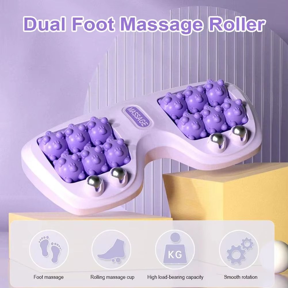 Dual Foot Massage Roller Bead Roller Massager Acupoint Stimulation Tool Home Foot Therapy for Tired Feet Relaxation