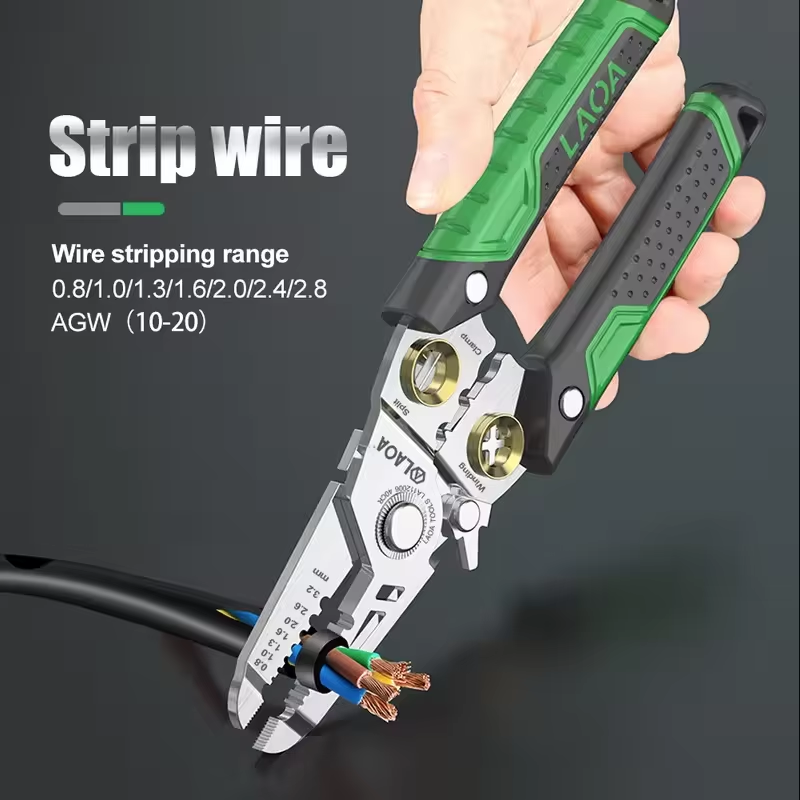 7 in 1 Wire Stripping Pliers Multifunction Electrician Cable Cutting Terminal Crimping Splitting Winding Line Hand Tools