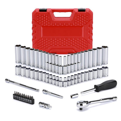 CASOMAN 1/4-Inch Drive Master Socket Set with Ratchets, Adapters, Extensions with 1/4" Dr. Bits Set, Inch/Metric, 6-Point, 5/32-Inch - 9/16-Inch, 4 Mm - 14 Mm, 62-Piece 1/4" Dr. Socket Set, #Tiktokshopblackfriday