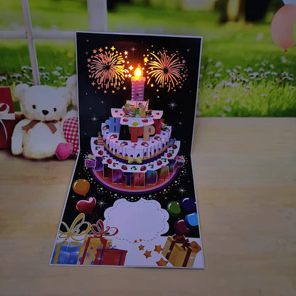 Birthday Cards Lights and Sound Pop up Happy Birthday Card Fireworks Birthday Greeting Cards 3D Pop up 3D Pop-Up with Envelope