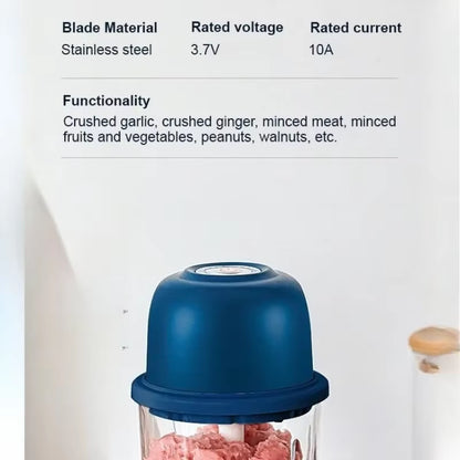 Garlic Chopper Portable Food Processor, Mini Food Chopper Onion Chopper, Cordless Meat Grinder with USB Charging-B61B
