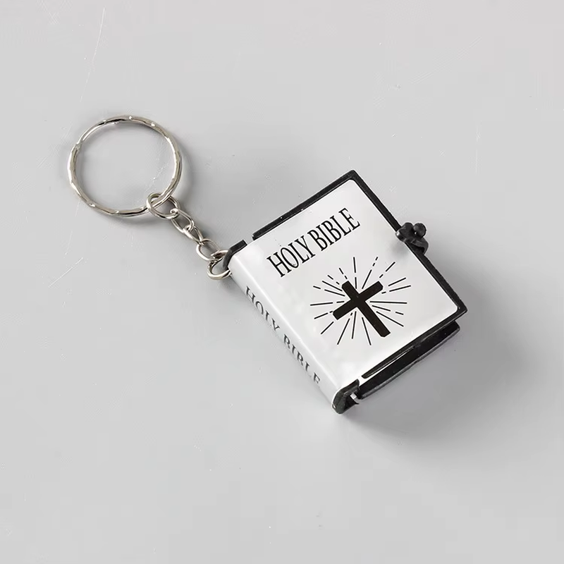 Fashion Holy Bible Keychain Mini Christian English Book Key Ring for Gift