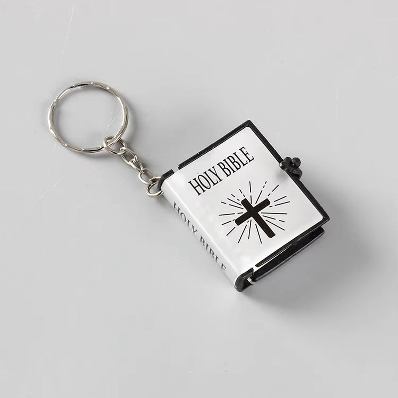 Fashion Holy Bible Keychain Mini Christian English Book Key Ring for Gift