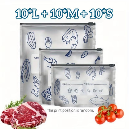 10/60Pcs Aluminum Foil Storage Bags Freezer Sealed Organizers Food Packaging Reusable Pantry Odor-Proof Bag Kitchen Essential