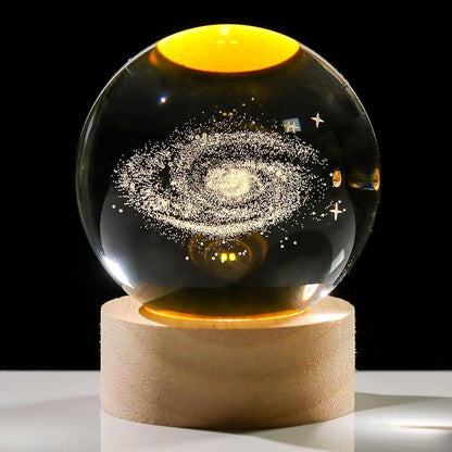 Enchanting 3D Saturn Crystal Ball Night Light with LED Stand - Stunning Planet Figurine Lamp for Bedroom Decor (2.4 In, 60Mm)