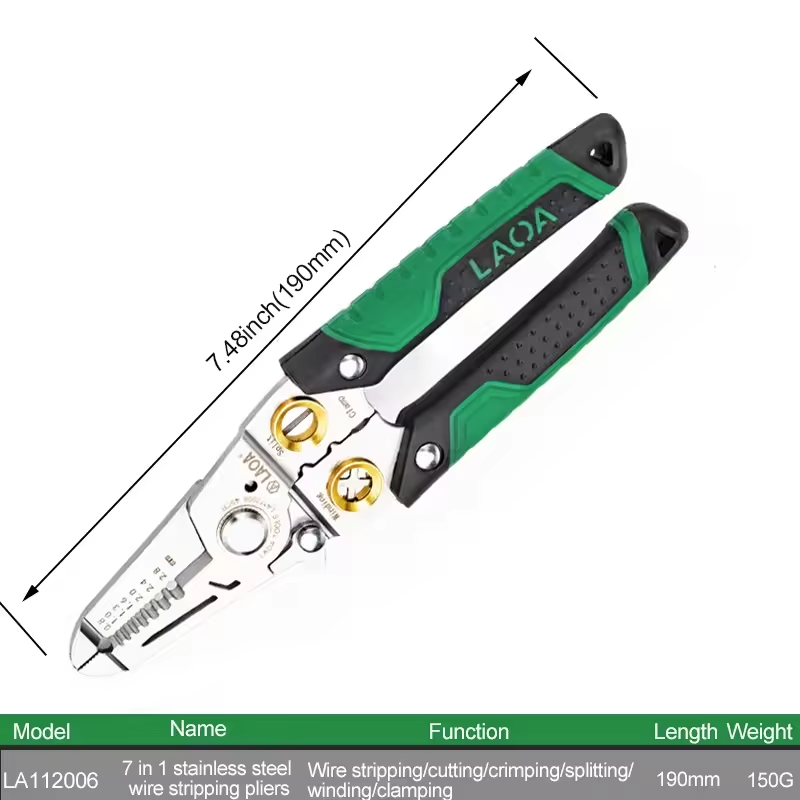 7 in 1 Wire Stripping Pliers Multifunction Electrician Cable Cutting Terminal Crimping Splitting Winding Line Hand Tools