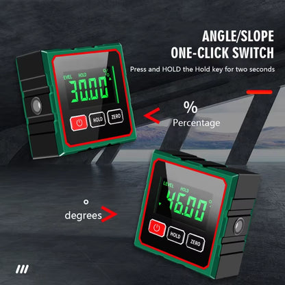 Mini Four Sides Magnetic Electronic Laser Digital Protractor Gauge Inclinometer Level Magnets Level Ruler Angle Slope 0-90°