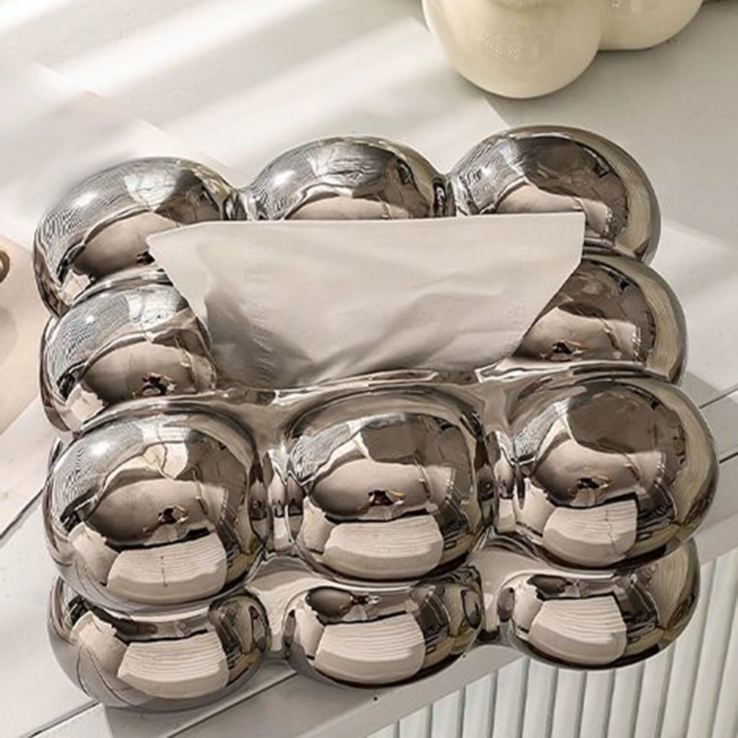 Facial Tissue Holder Non Slip Ceramic Tissue Box Cover Tissue Dispenser for Living Room Home Household Kitchen Countertop