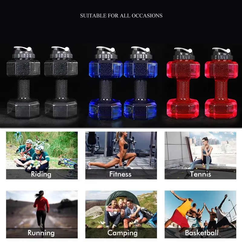 Dumbbell Hammer Water Bottle High Capacity 2 Liters Gym Weightlifting Sports Bottle Creative Space Cup Water Bottle for Men