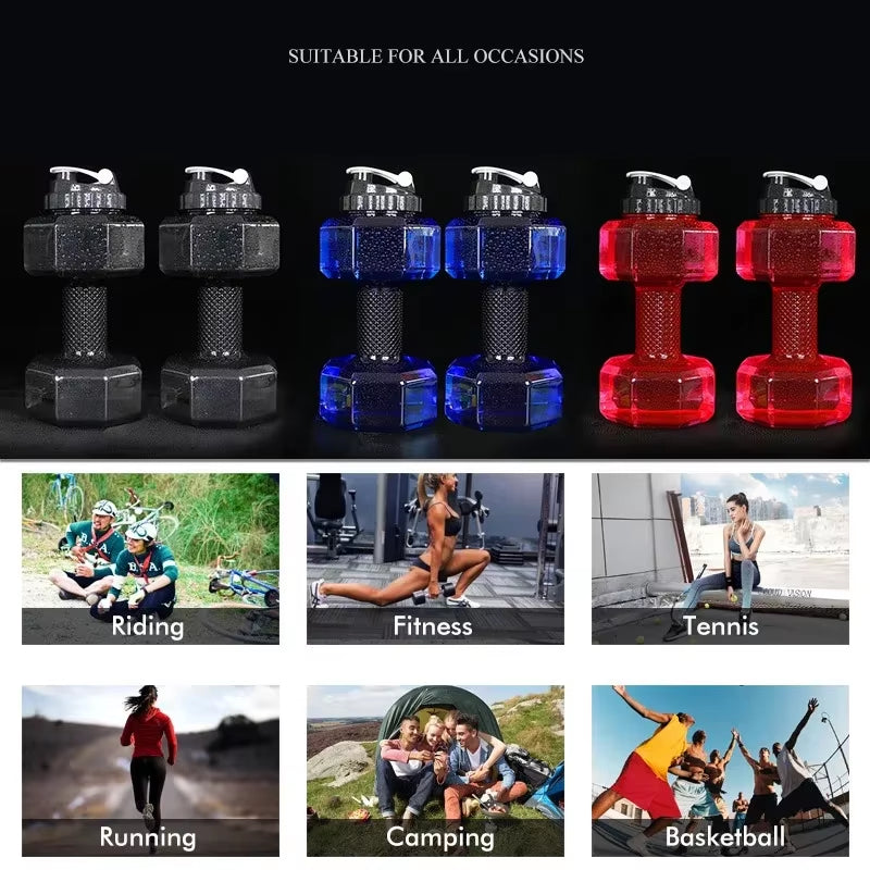 Dumbbell Hammer Water Bottle High Capacity 2 Liters Gym Weightlifting Sports Bottle Creative Space Cup Water Bottle for Men