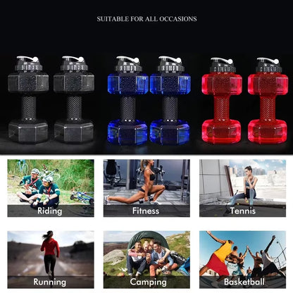 Dumbbell Hammer Water Bottle High Capacity 2 Liters Gym Weightlifting Sports Bottle Creative Space Cup Water Bottle for Men