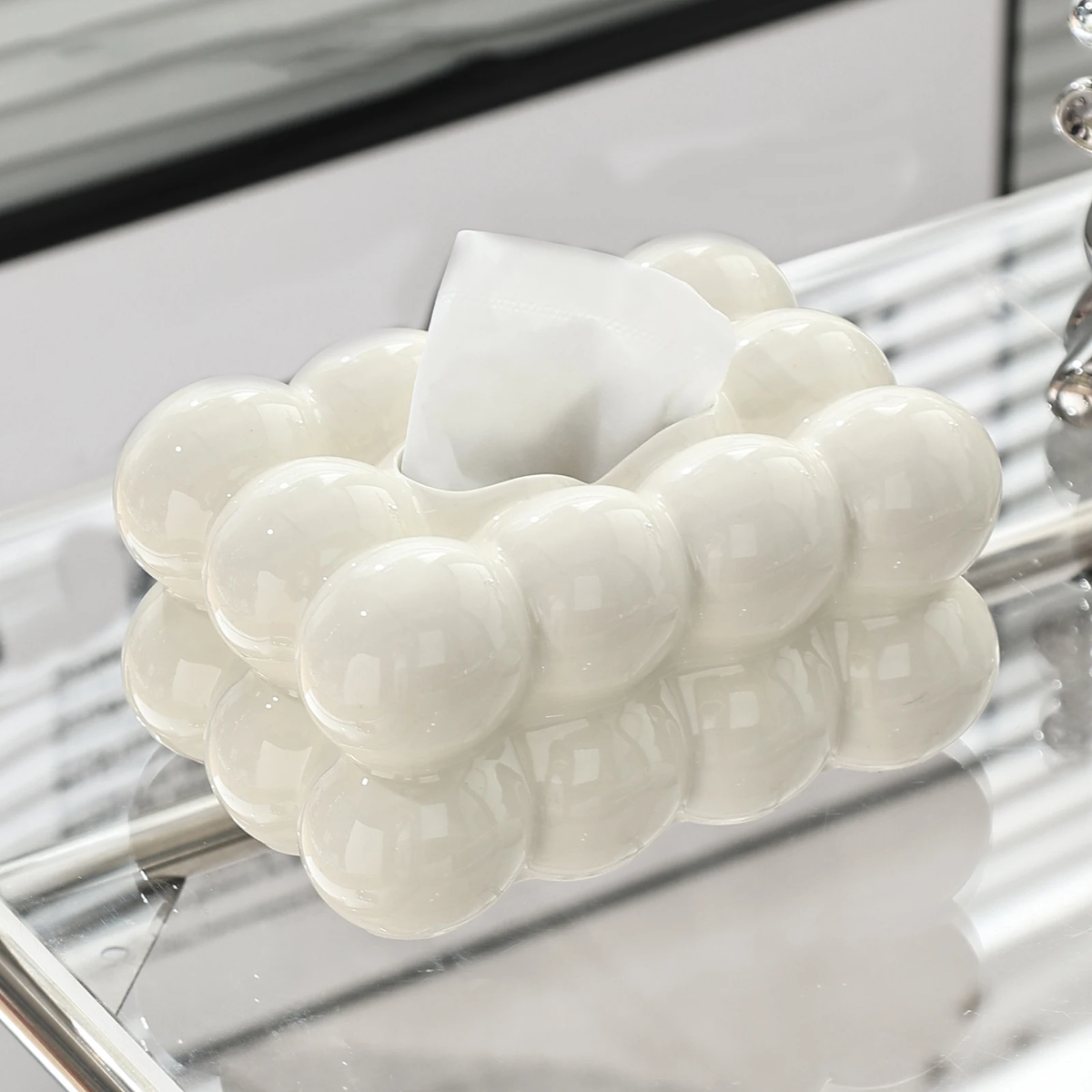 Facial Tissue Holder Non Slip Ceramic Tissue Box Cover Tissue Dispenser for Living Room Home Household Kitchen Countertop