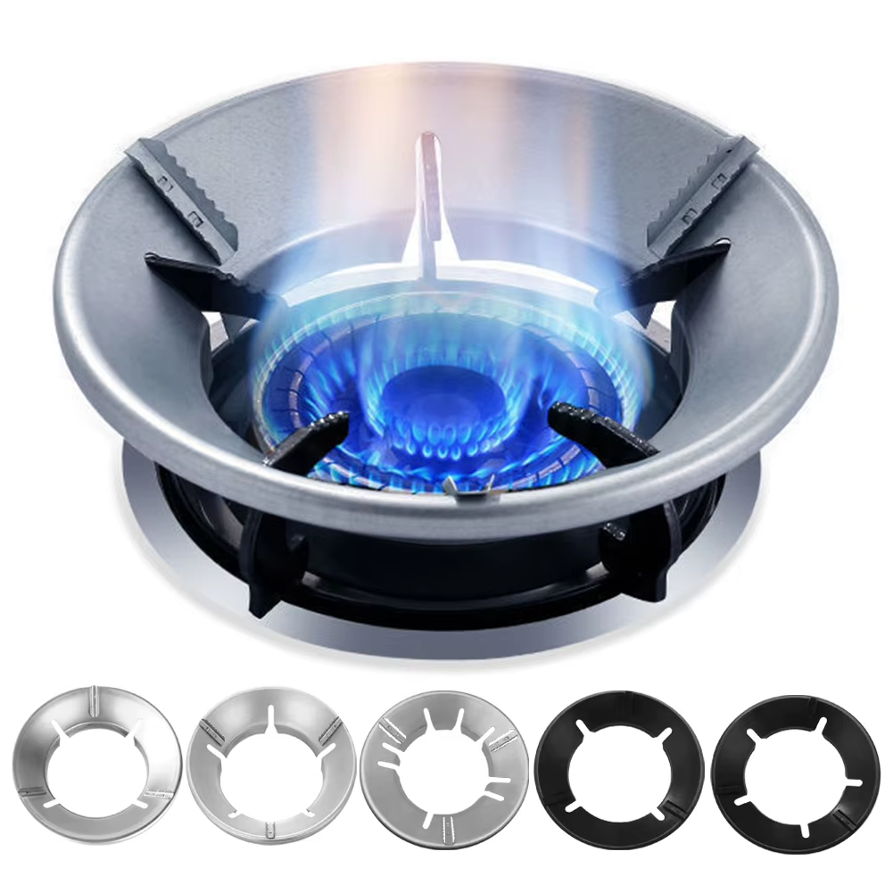 Home Gas Stove Fire Wind Proof Energy Saver Cover Wind Shield Bracket Disk Fire Reflection Windproof Stand Kitchen Cooker Cover