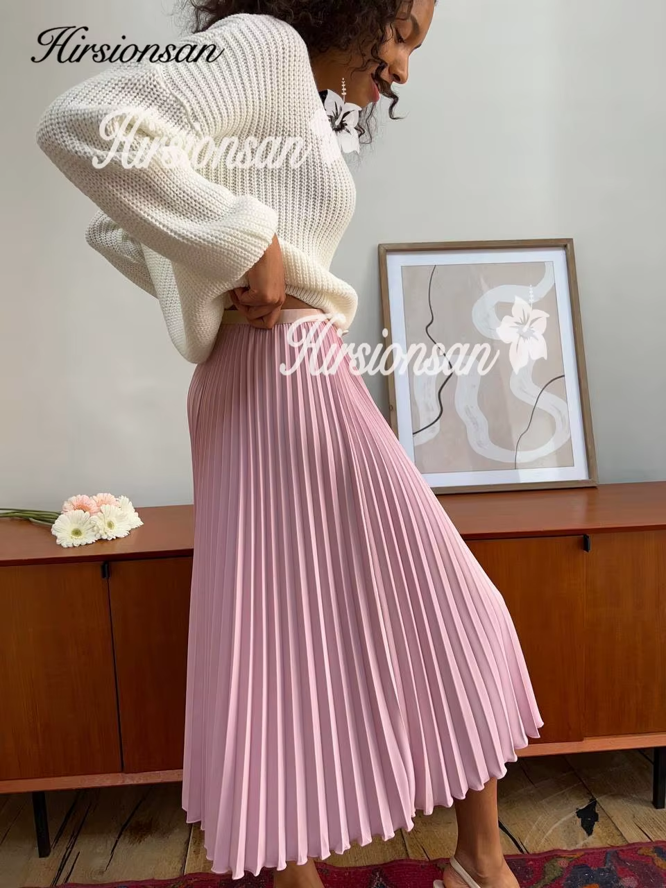 Pleated Skirts Women 2023 Autumn New Korean Fashion Vintage Solid a Line Skirt for Lady Chic Elegant Midi Skirt