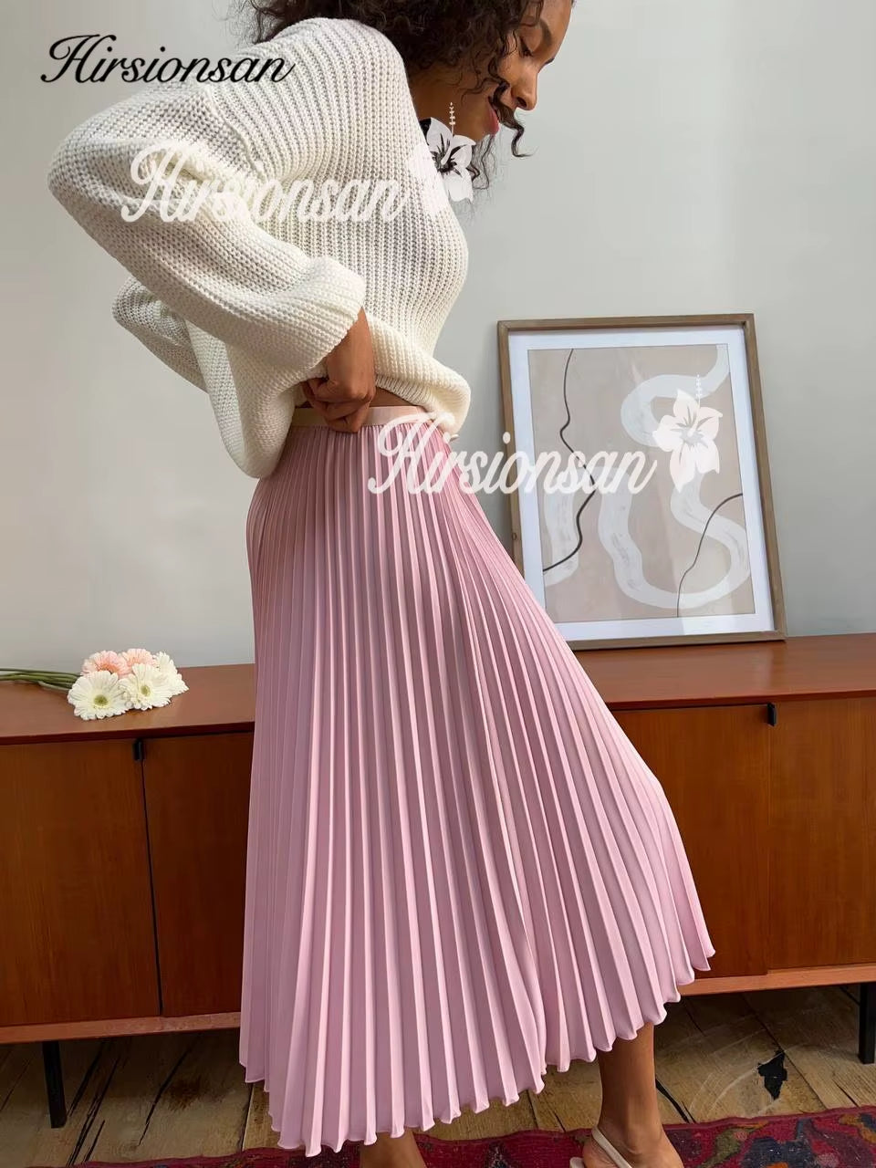 Pleated Skirts Women 2023 Autumn New Korean Fashion Vintage Solid a Line Skirt for Lady Chic Elegant Midi Skirt
