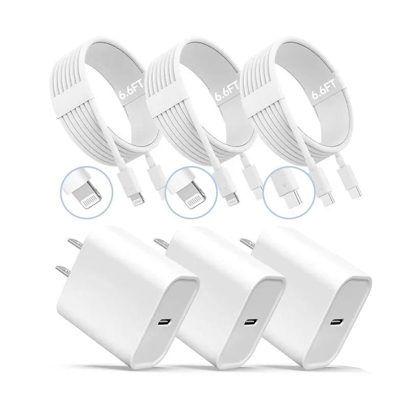 2-Pack 20W Super Fast Charging USB-C Wall Charger Block with 2-Pack USB-C to USB-C Braided Cable for Iphone 17/17 Air/16/15 Pro Max，Airpods, Ipad and so On