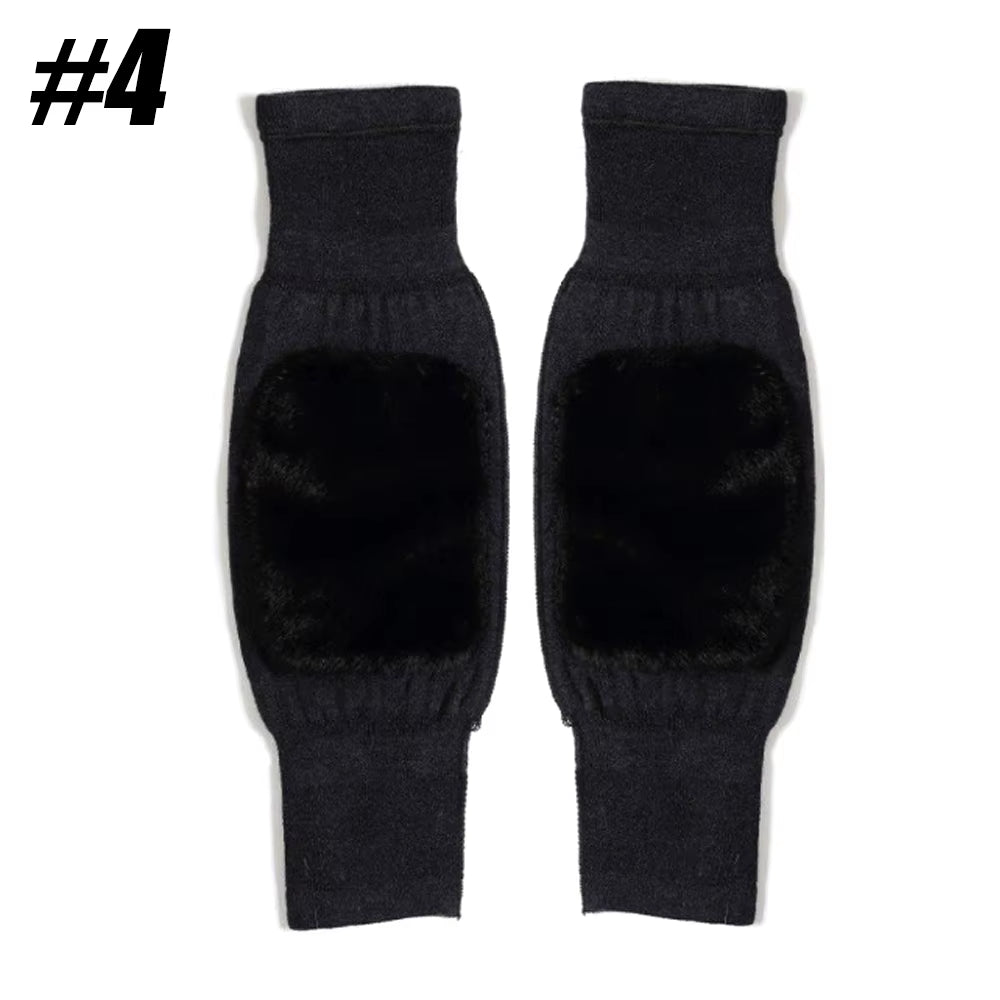 1Pair Unisex Cashmere Wool Knee Brace Pads - Winter Warm Thermal Knee Warmers, Thickened & Lengthened Knee Sleeves for Arthritis