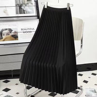 Pleated Skirts Women 2023 Autumn New Korean Fashion Vintage Solid a Line Skirt for Lady Chic Elegant Midi Skirt
