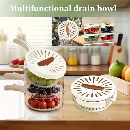Multifunctional Drain Basket Fruit Vegetable Washing Strainer Basket with Lid Food Fresh Organizer Storage Box Kitchen Gadget