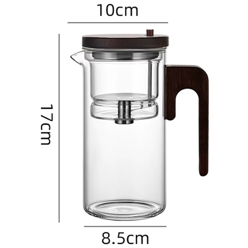 Water Separation Inner Container Teapot One Click Magnetic Switch Tea Separation Filtration Glass Tea Pot Wood Handle Teapot