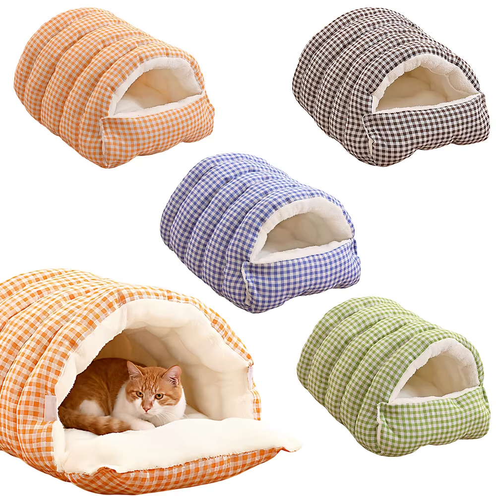 Winter Insulated Cat House - Enclosed Bed with Removable Arctic Fleece Mat and Self-Heating Technology, Waterproof Dog/Cat Bed