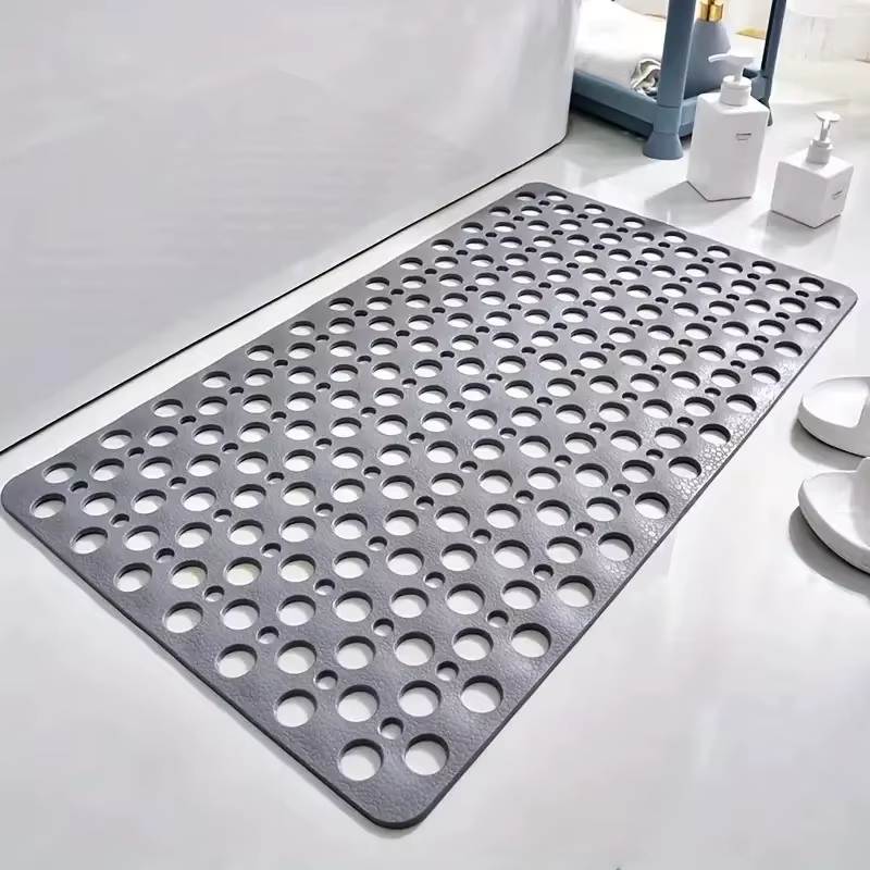 Square Non-Slip Bathroom Mat with Suction Cup and round Hole Design Shower Anti-Fall Household Shower Massage Quick Drainage Mat