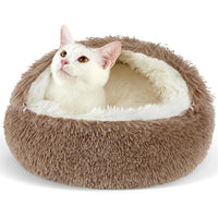 Cozy Half-Enclosed Plush Cat & Dog Bed - Warm Winter Nest for Ultimate Comfort