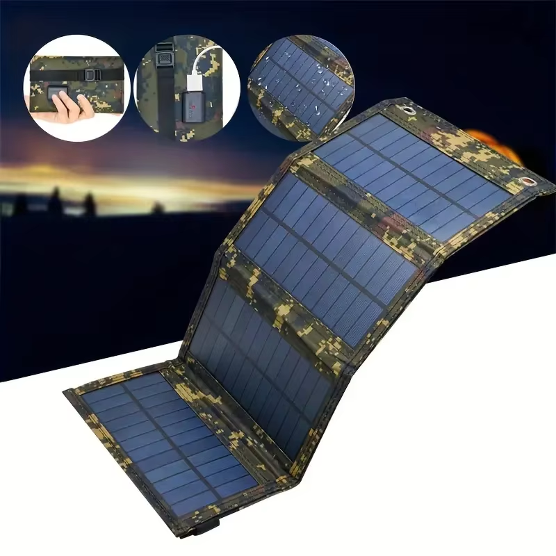Portable USB Foldable Solar Panel, Folding Solar Panels for Travel, Mobile Phone Charging Bank, Flashlight, Fan, Mobile Phone Ba