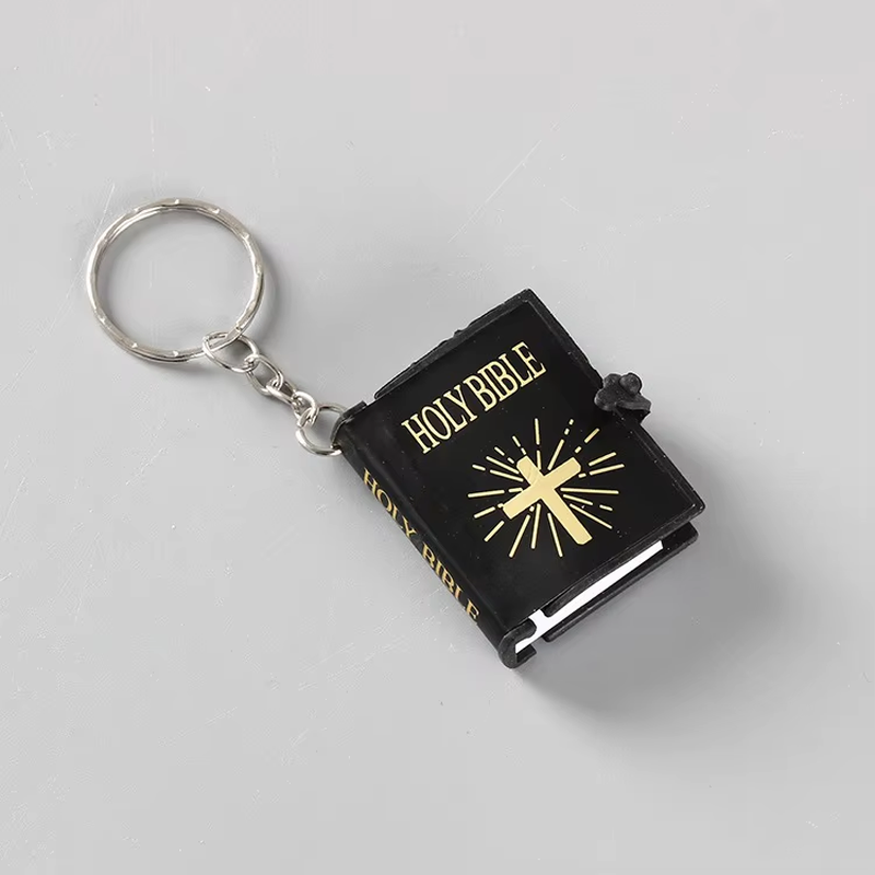 Fashion Holy Bible Keychain Mini Christian English Book Key Ring for Gift