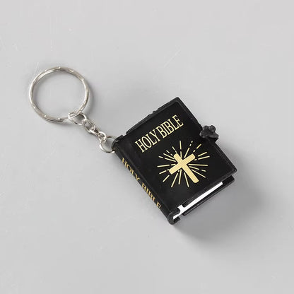 Fashion Holy Bible Keychain Mini Christian English Book Key Ring for Gift