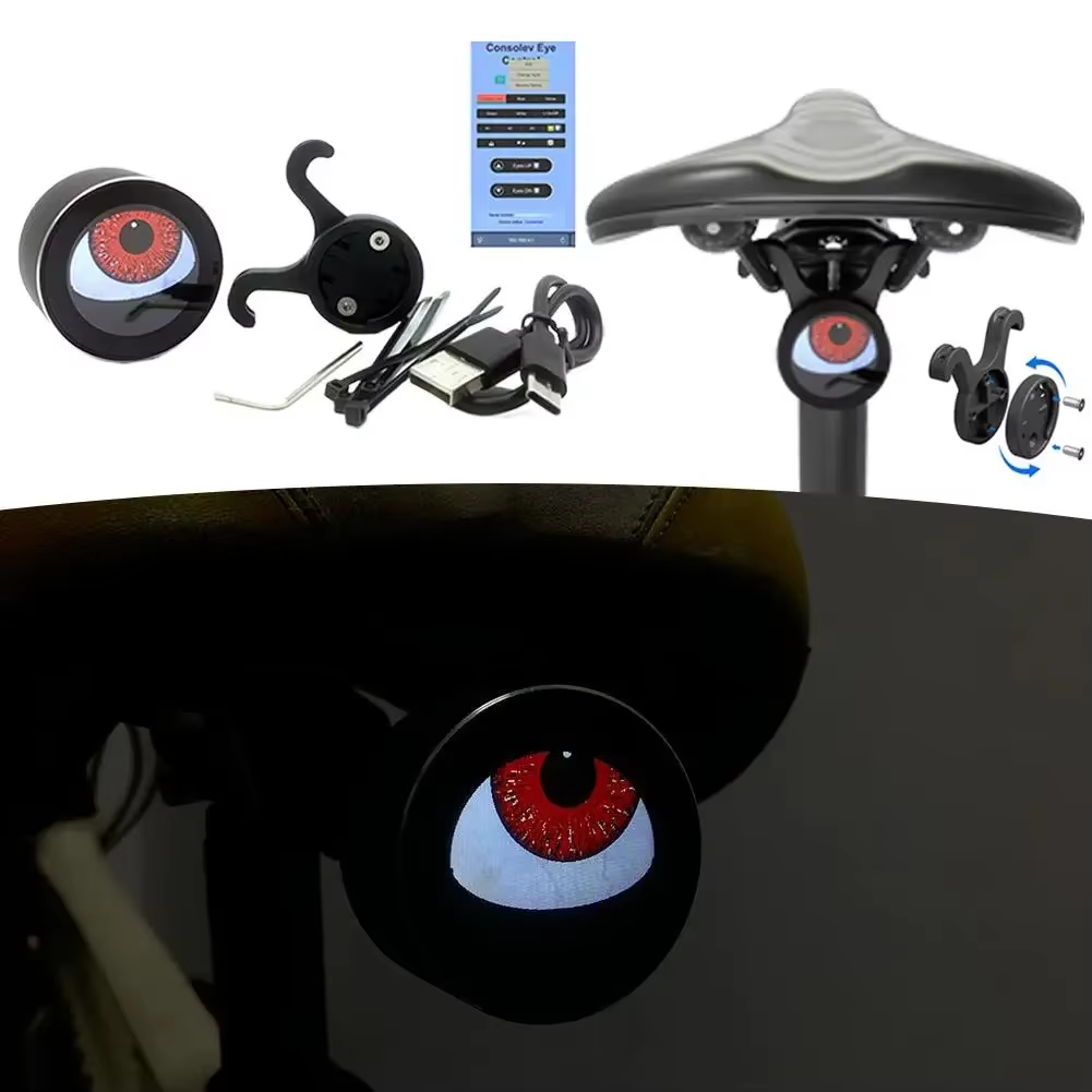 Bicycle Dynamic Devil Eyes LED Light Motorcycle Taillight Bike Scooter Waterproof Charging Taillight Motorbike Retrofit Kit