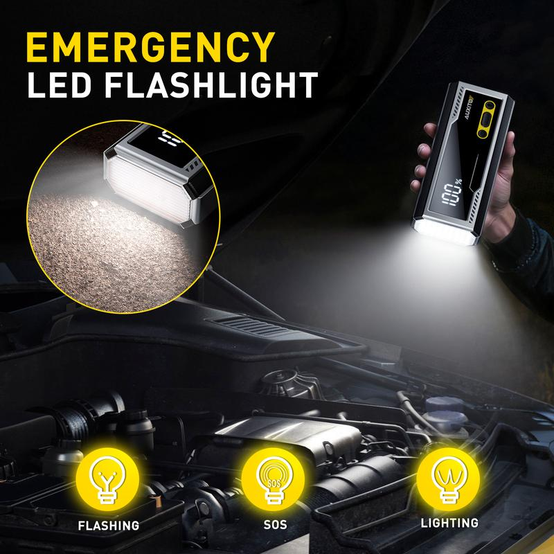 AUXITO 10000A Ultra-Powerful Jump Starter for All Gas & Diesel Engines - Fast Charging, LED Display, 3-Mode Flashlight & Storage Case Included!