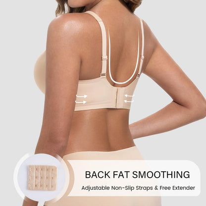 Obind Wireless Jelly Deep-V Bra Everyday Comfort Push-Up Seamless T-Shirt Bra Slimming Design Adjustable Straps Minimalist Soft Butter-Fabric Breathable Mesh Triangle Panel Basic Women’S Underwear