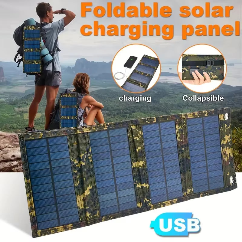 Portable USB Foldable Solar Panel, Folding Solar Panels for Travel, Mobile Phone Charging Bank, Flashlight, Fan, Mobile Phone Ba