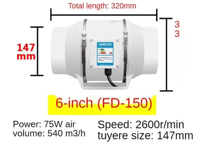 Exhaust Fan Home Mute Inline Duct Fan Bathroom Exhaust Fan Ventilation Equipment Kitchen Bathroom Wall Mounted Air Purifying Ve