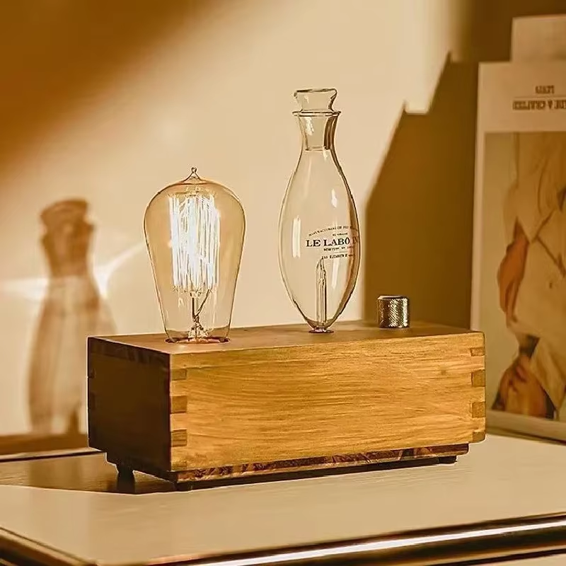 Aroma Diffuser Vintage Tungsten Filament Lamp Aromatherapy Machine Humidifier Lighting Sandalwood Pure Essential Oil Diffuser